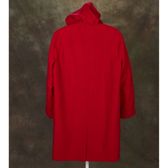 Ralph Lauren Tartan Label Red Wool Trench Coat Lobster Clasp Size L - Picture 4 of 4